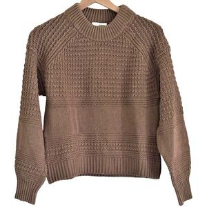 Universal Thread Women’s XS Taupe Textured Knit Crewneck Sweater Pullover Ribbed